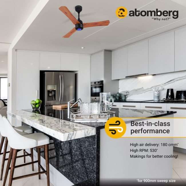 atomberg Renesa+ 900mm BLDC motor Energy Saving Fan with Remote Control (Oak Wood)