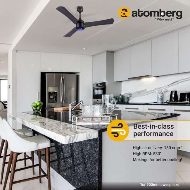 atomberg Renesa+ 900mm BLDC Motor 5 Star Rated Ceiling Fans for Home with Remote Control | Upto 65% Energy Saving High Speed Fan with LED Lights | 2+1 Year Warranty (Earth Brown)