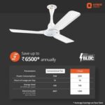 Orient Electric I- Float 1200mm 32W Intelligent BLDC Ceiling Fan for Home | 5 Star Rated Fan | Energy-saving and Cost-saving BLDC Ceiling Fan | 3-year Warranty (White)