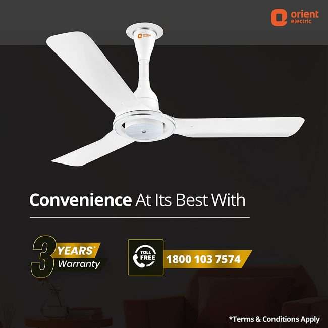 Orient Electric I- Float 1200mm 32W Intelligent BLDC Ceiling Fan for Home | 5 Star Rated Fan | Energy-saving and Cost-saving BLDC Ceiling Fan | 3-year Warranty (White)
