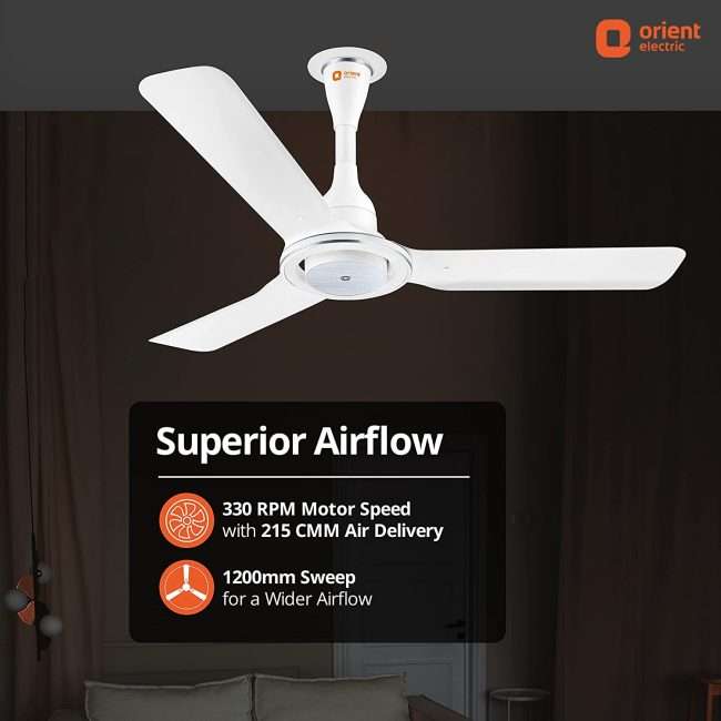 Orient Electric I- Float 1200mm 32W Intelligent BLDC Ceiling Fan for Home | 5 Star Rated Fan | Energy-saving and Cost-saving BLDC Ceiling Fan | 3-year Warranty (White)
