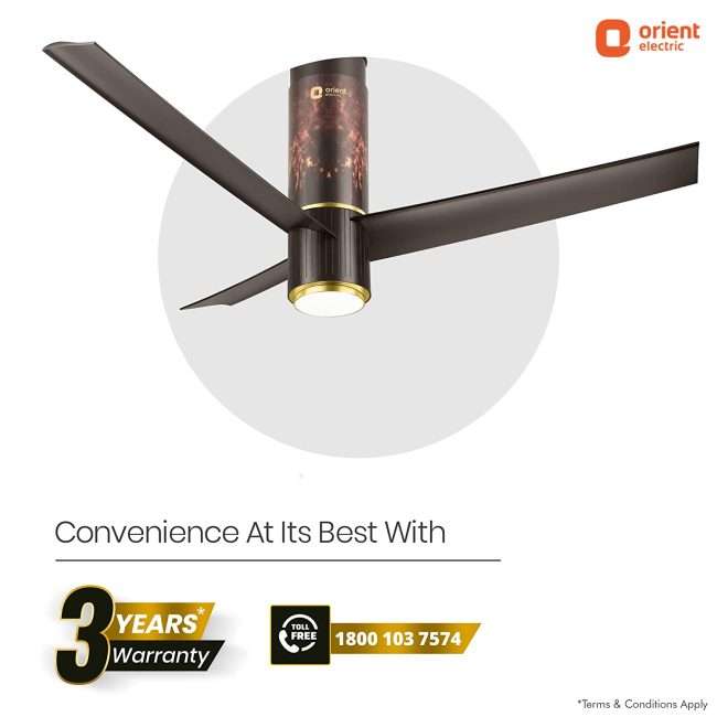 Orient Electric Aeroslim 1200mm BLDC motor Smart Ceiling Fan with IOT, Remote & Under light (Flame Gold)