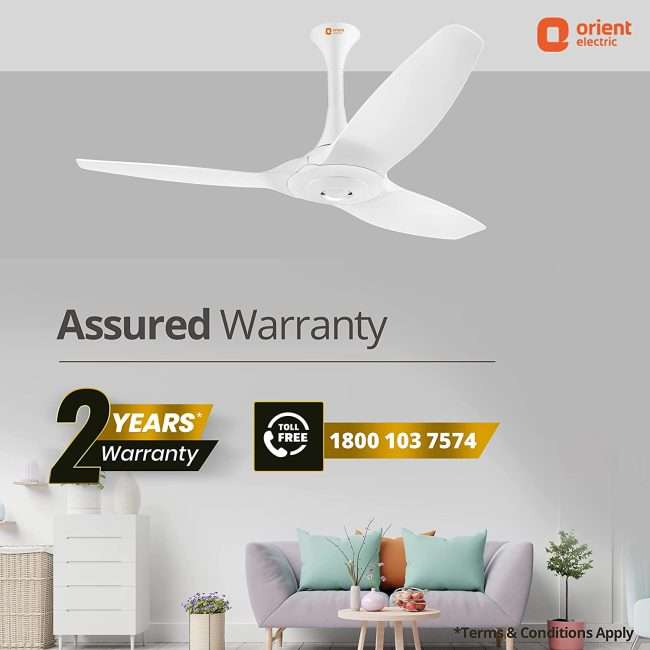 Orient Aeroquiet Ceiling Fan for Home 48 inch 1200mm (White)
