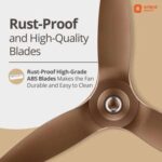 Orient Aeroquiet Ceiling Fan for Home 48 inch 1200mm (Caramel Brown)