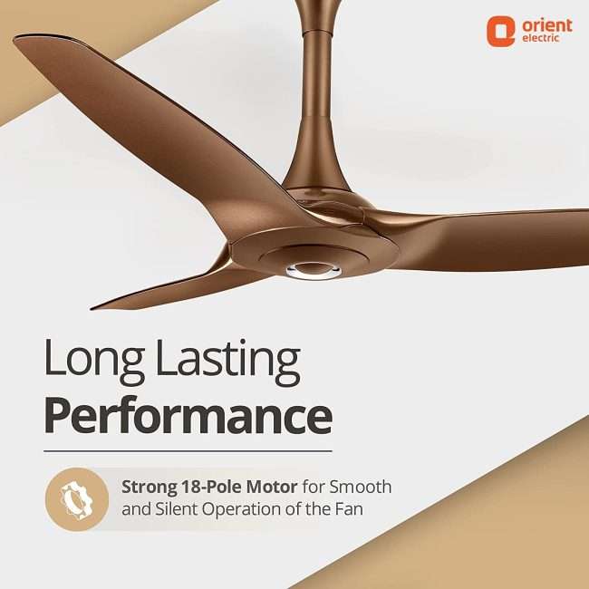 Orient Aeroquiet Ceiling Fan for Home 48 inch 1200mm (Caramel Brown)
