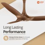 Orient Aeroquiet Ceiling Fan for Home 48 inch 1200mm (Caramel Brown)