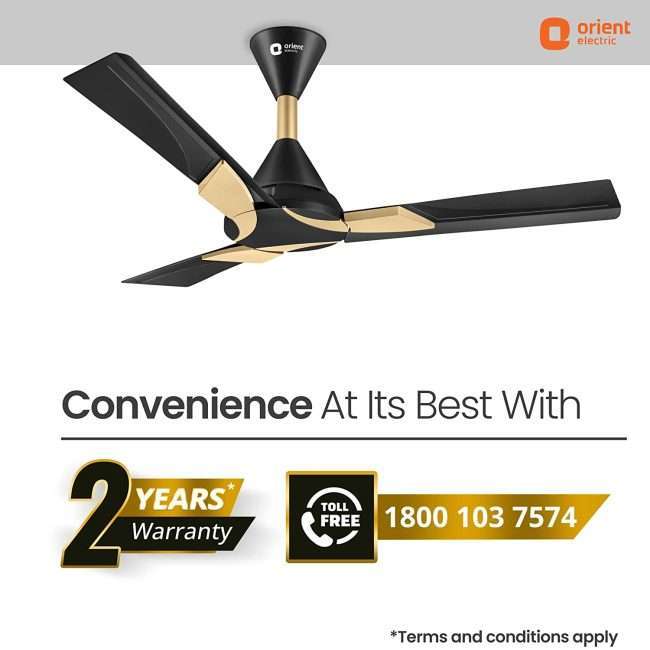Orient Electric Wendy 1200mm ceiling fan (Metallic Black-Gold)