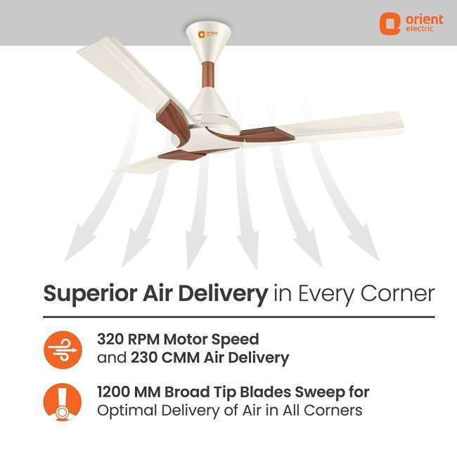 Orient Electric Wendy 1200mm Ceiling Fan (Pearl White/Walnut)