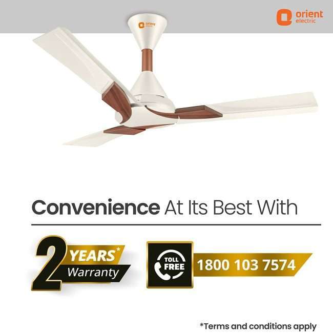Orient Electric Wendy 1200mm Ceiling Fan (Pearl White/Walnut)