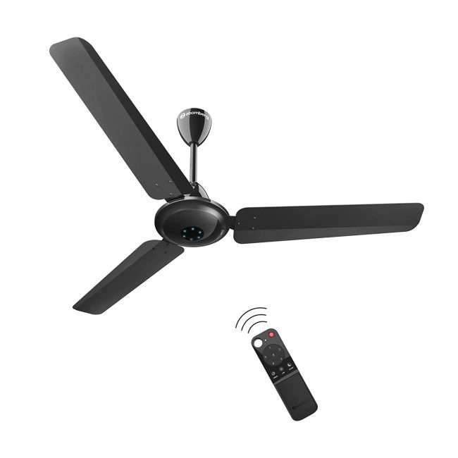 atomberg Ikano 1200mm BLDC Motor 5 Star Rated Ceiling Fans for Home with Remote Control | Upto 65% Energy Saving High Speed Fan with LED Lights | 2+1 Year Warranty (Black)