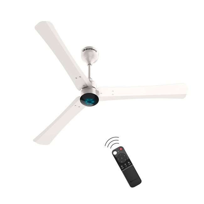 atomberg Renesa+ 1200mm BLDC Motor 5 Star Rated Ceiling Fans for Home with Remote Control | Upto 65% Energy Saving High Speed Fan with LED Lights | 2+1 Year Warranty (Pearl White)