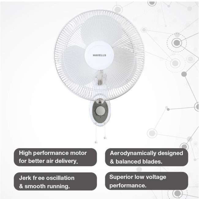 Havells Platina HS 400mm Wall Fan (White)