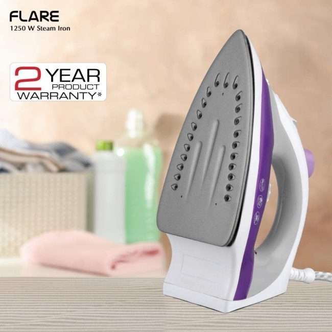 HAVELLS Flare 1250 W Steam Iron with Teflon Coated Sole Plate, Vertical & Horizontal Ironing & 2 Years Warranty. (Purple)