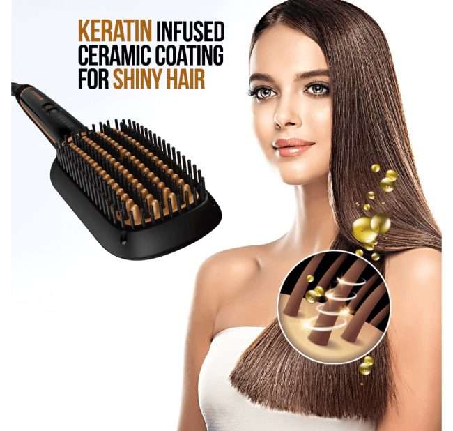 Hevells Ionic & Keratin Hair STRAIGHTENING Brush (Black) HS4211