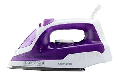 Crompton Fabrimagic 1200 W Steam Iron with 200 ml water tank, Upto 13g /min steam output and Teflon coating soleplate (purple), Small (ACGSI-FABRIMAGIC)