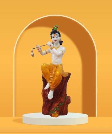 Krishna Statue Big Size for Mandir Decor / living room / Guest room / Office Temple / Puja room / Kishan ji murti  (Size :: 21 x 6 Inches)