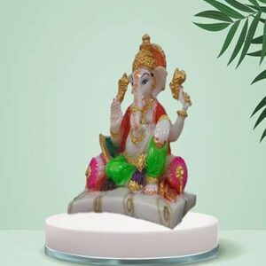 Ganesha Idol Statue Figurine (10 cm X 5 cm X 9.5 cm) - Decorations Items for Home Gifts (Multicolour, Resin)