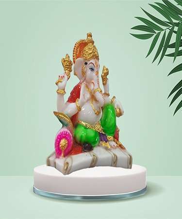 Ganesha Idol Statue Figurine (10 cm X 5 cm X 9.5 cm) - Decorations Items for Home Gifts (Multicolour, Resin)