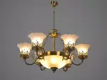 TRACKLITE JHUMMAR Antique Design Brass 6 Portuguese (HALL LIGHT) Style And 1 Glass Handi Antique Chandelier Chandelier Ceiling Lamp   Living Room Kids Room  Living Rooms, Dining Rooms, Halls or Bedrooms, jhumar Lighting for Home, jhumar for Hall(Brown, White)                                             (INSTALLATION FREE + 6  BULB FREE)