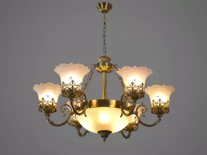 TRACKLITE JHUMMAR Antique Design Brass 6 Portuguese (HALL LIGHT) Style And 1 Glass Handi Antique Chandelier Chandelier Ceiling Lamp   Living Room Kids Room  Living Rooms, Dining Rooms, Halls or Bedrooms, jhumar Lighting for Home, jhumar for Hall(Brown, White)                                             (INSTALLATION FREE + 6  BULB FREE)