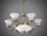 TRACKLITE JHUMMAR Antique Design Brass 6 Portuguese (HALL LIGHT) Style And 1 Glass Handi Antique Chandelier Chandelier Ceiling Lamp   Living Room Kids Room  Living Rooms, Dining Rooms, Halls or Bedrooms, jhumar Lighting for Home, jhumar for Hall(Brown, White)                                             (INSTALLATION FREE + 6  BULB FREE)