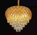 TRACKLITE CH 1029/500 Brontes Metal and  Crystal Golden Finish Exqusite Design Chandelier/Jhumar for Home and Office ; Pack of 1 Jhumar (Golden_4 FEET -L . 4 FEET -W)                                         (INSTALLATION FREE )