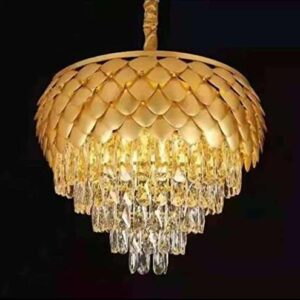 TRACKLITE CH 1029/500 Brontes Metal and  Crystal Golden Finish Exqusite Design Chandelier/Jhumar for Home and Office ; Pack of 1 Jhumar (Golden_4 FEET -L . 4 FEET -W)                                         (INSTALLATION FREE )