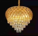 TRACKLITE CH 1029/500 Brontes Metal and  Crystal Golden Finish Exqusite Design Chandelier/Jhumar for Home and Office ; Pack of 1 Jhumar (Golden_4 FEET -L . 4 FEET -W)                                         (INSTALLATION FREE )