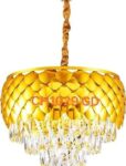 TRACKLITE CH 1029/500 Brontes Metal and  Crystal Golden Finish Exqusite Design Chandelier/Jhumar for Home and Office ; Pack of 1 Jhumar (Golden_4 FEET -L . 4 FEET -W)                                         (INSTALLATION FREE )