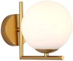 TRACKLITE MORDEN Wall Lamp Iron Glass Globe Lampshade Bedroom Wall Light (Corded Electric,White, Golden)       ( WHITH BULB FREE FREE FREE )