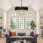 TRACKLITE JHUMAR Brontes k9 cystral Glass Modern Ceiling jhummer/Chandelier Light Fixture (BLACK GOLD)  (4 FEET -L 8 FEET W)                                    (INSTALLATION FREE +12 BULB FREE FREE )