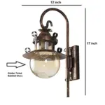 TRACKLITE  Wall Light/Wall Lamp to Décor Home/Living Room/Bedroom/Office/Dining/Cafe/Restaurants, Doom Design, Golden Antique ( WITH BULB FREE FREE FREE )