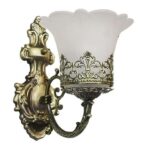 TRACKLITE HALL LIGHT  8893/1 Crown On Glass Antique Brass Portuguese Style Wall Light Sconce(Corded Electric) ( WHIT BULB FREE FREE FREE )