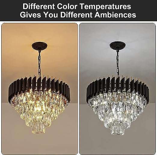 TRACKLITE JHUMAR Brontes k9 cystral Glass Modern Ceiling jhummer/Chandelier Light Fixture (BLACK GOLD)  (4 FEET -L 8 FEET W)                                    (INSTALLATION FREE +12 BULB FREE FREE )