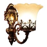 TRACKLITE HALL LIGHT  8893/1 Crown On Glass Antique Brass Portuguese Style Wall Light Sconce(Corded Electric) ( WHIT BULB FREE FREE FREE )