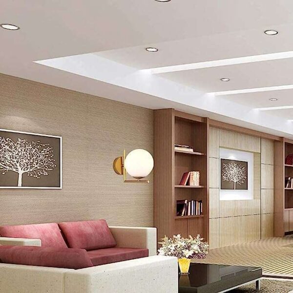 TRACKLITE MORDEN Wall Lamp Iron Glass Globe Lampshade Bedroom Wall Light (Corded Electric,White, Golden)       ( WHITH BULB FREE FREE FREE )