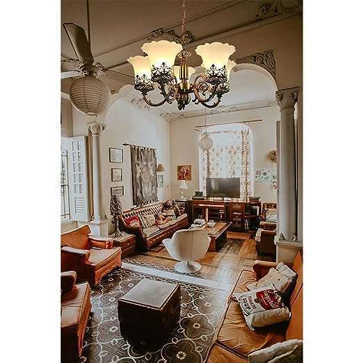 TRACKLITE ANTIQ JHUMMAR Code-8893  5-Light Portable Chandelier with Brass Finish and Antique Design - Perfect for Living Rooms, Dining Rooms, Halls or Bedrooms, jhumar Lighting for Home, jhumar for Hall  (INSTALLATION FREE + 5 BULB FREE)