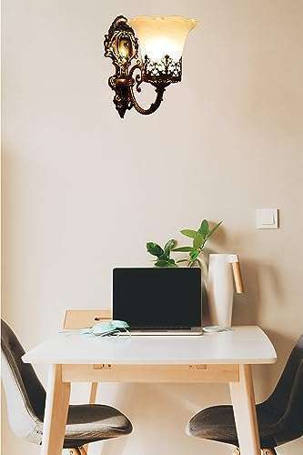 TRACKLITE HALL LIGHT  8893/1 Crown On Glass Antique Brass Portuguese Style Wall Light Sconce(Corded Electric) ( WHIT BULB FREE FREE FREE )