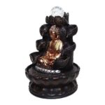 Lord Buddha Tabletop Waterfall Fountain Fengshui Meditation Relaxing Indoor Decoration, Lord Budha Ji Waterfall Kit with Crystal Ball and Led Light for Home Office Decor (Lord Buddha)