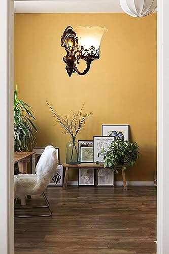 TRACKLITE HALL LIGHT  8893/1 Crown On Glass Antique Brass Portuguese Style Wall Light Sconce(Corded Electric) ( WHIT BULB FREE FREE FREE )