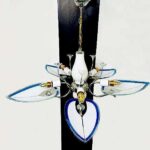 Tracklite Beautiful Lotus Shape Hanging Light(BLUE), Beautiful Flowers Leafs Light,Latest Heritage Design Decorate for Living Room, Bedroom Drawing room (Installation Free+5 Bulb Free)