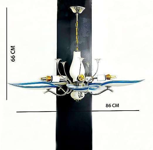 Tracklite Beautiful Lotus Shape Hanging Light(BLUE), Beautiful Flowers Leafs Light,Latest Heritage Design Decorate for Living Room, Bedroom Drawing room (Installation Free+5 Bulb Free)