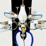 Tracklite Beautiful Lotus Shape Hanging Light(BLUE), Beautiful Flowers Leafs Light,Latest Heritage Design Decorate for Living Room, Bedroom Drawing room (Installation Free+5 Bulb Free)