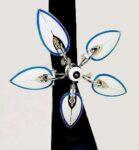 Tracklite Beautiful Lotus Shape Hanging Light(BLUE), Beautiful Flowers Leafs Light,Latest Heritage Design Decorate for Living Room, Bedroom Drawing room (Installation Free+5 Bulb Free)