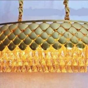 TRACKLITE ( CH 1029/480x300) Brontes Metal and K9 Crystal Golden Finish Exqusite Design Chandelier/Jhumar for Home and Office ; Pack of 1 Jhumar ( GOLDE)                                  (INSTALLATION FREE)