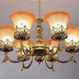 TRACKLITE JHUMMAR Antique Finished Portuguese Style Chandelier Hanging/Pendant Ceiling LAMP/Light Best Suitable FO Hall, Room, Dinning,  Bedroom Living rooms ETC. (6 Light)                     (INSTALLATION FREE + 6 BULB FREE)