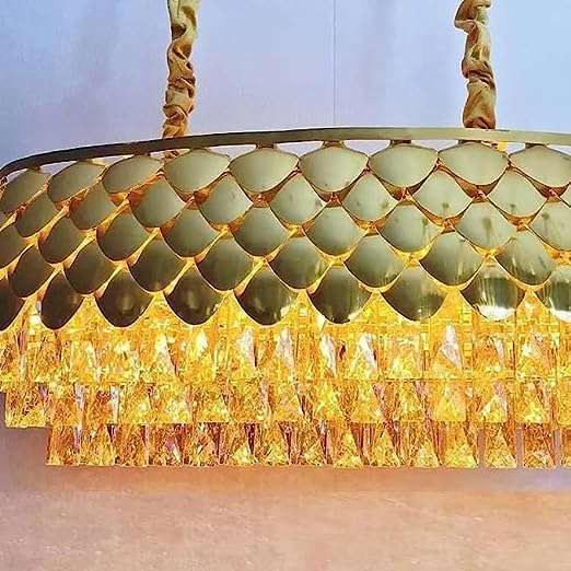 TRACKLITE ( CH 1029/480x300) Brontes Metal and K9 Crystal Golden Finish Exqusite Design Chandelier/Jhumar for Home and Office ; Pack of 1 Jhumar ( GOLDE)                                  (INSTALLATION FREE)