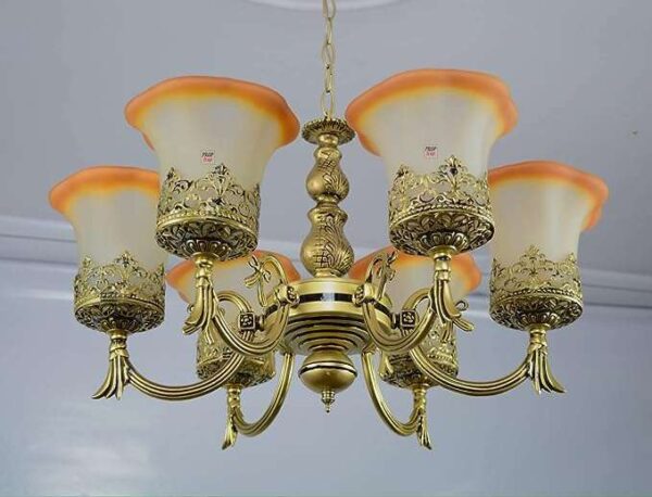 TRACKLITE JHUMMAR Antique Finished Portuguese Style Chandelier Hanging/Pendant Ceiling LAMP/Light Best Suitable FO Hall, Room, Dinning,  Bedroom Living rooms ETC. (6 Light)                     (INSTALLATION FREE + 6 BULB FREE)