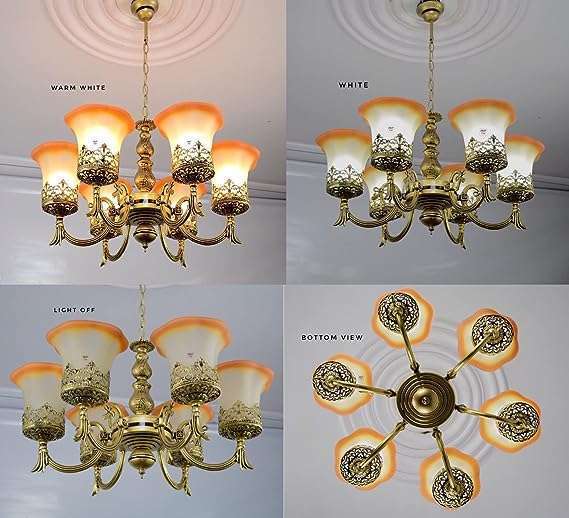 TRACKLITE JHUMMAR Antique Finished Portuguese Style Chandelier Hanging/Pendant Ceiling LAMP/Light Best Suitable FO Hall, Room, Dinning,  Bedroom Living rooms ETC. (6 Light)                     (INSTALLATION FREE + 6 BULB FREE)