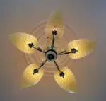 TRACKLITE Exclusive Economic Range of 5 Light Chandelier with Leaves Shape Glass Shade & Very fine Steel/crom Finished frem, for Bedroom, Drawing Room, Hall, Dinning, Shop) Chandelier Ceiling Lamp  (White)     (INSTALLATION FREE + 5 BULB FREE)